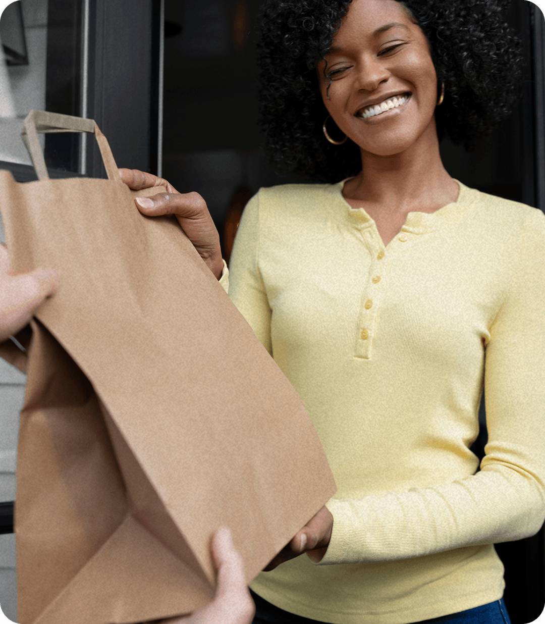 Happy customer with shopping bag